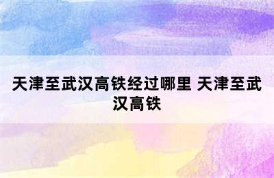 天津至武汉高铁经过哪里 天津至武汉高铁